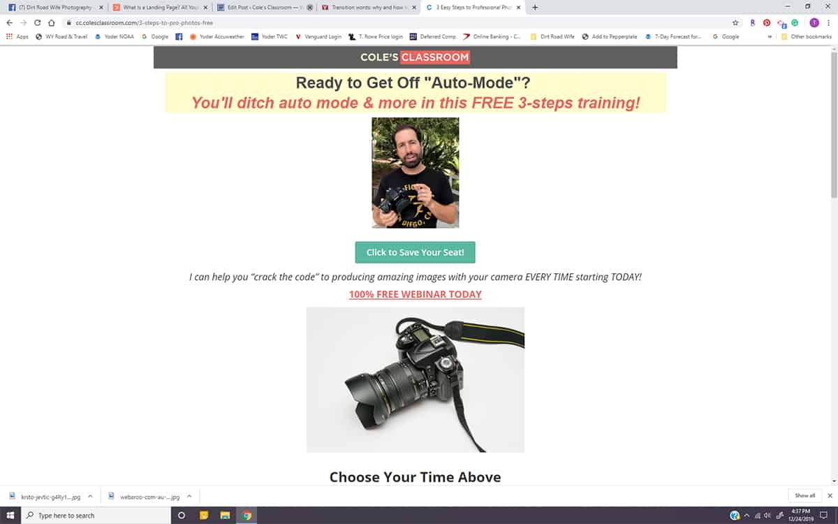 email list landing page