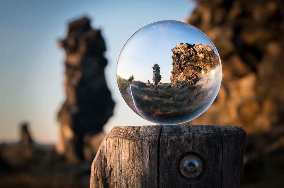 crystal ball showing rock formation